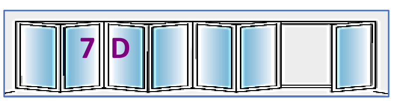 Seven Panel configuration 7D, reproduced from the JMD Windows bi-fold configuration sheet