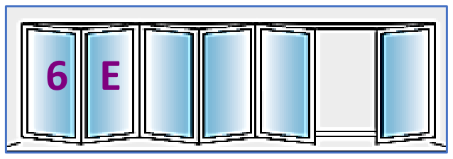 Six Panel configuration 6E, reproduced from the JMD Windows bi-fold configuration sheet
