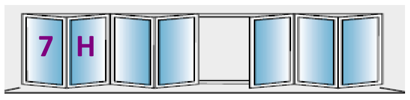 Seven Panel configuration 7H, reproduced from the JMD Windows bi-fold configuration sheet