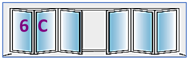 Six Panel configuration 6C, reproduced from the JMD Windows bi-fold configuration sheet