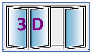Three Panel configuration 3D, reproduced from the JMD Windows bi-fold configuration sheet