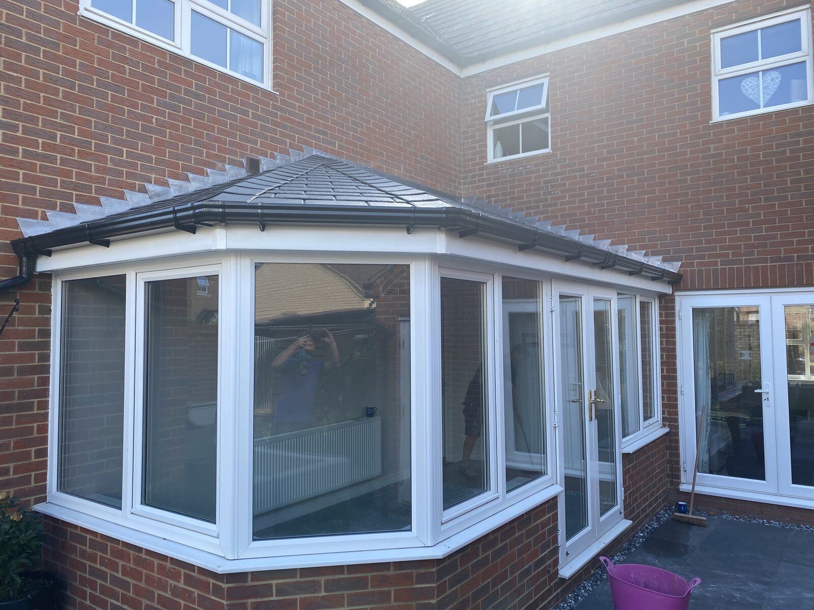White P-shaped conservatory