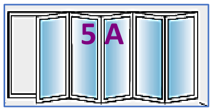 Five Panel configuration 5A, reproduced from the JMD Windows bi-fold configuration sheet