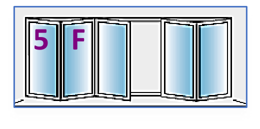 Five Panel configuration 5F, reproduced from the JMD Windows bi-fold configuration sheet