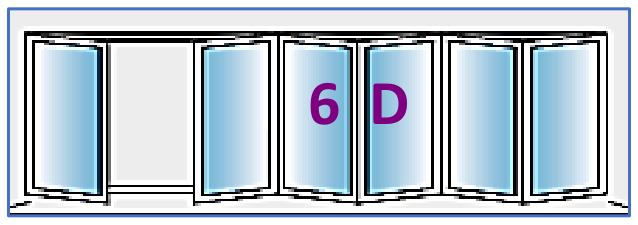 Six Panel configuration 6D, reproduced from the JMD Windows bi-fold configuration sheet