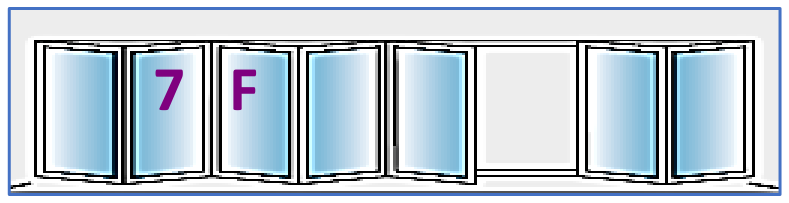 Seven Panel configuration 7F, reproduced from the JMD Windows bi-fold configuration sheet