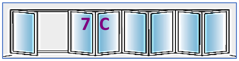 Seven Panel configuration 7C, reproduced from the JMD Windows bi-fold configuration sheet