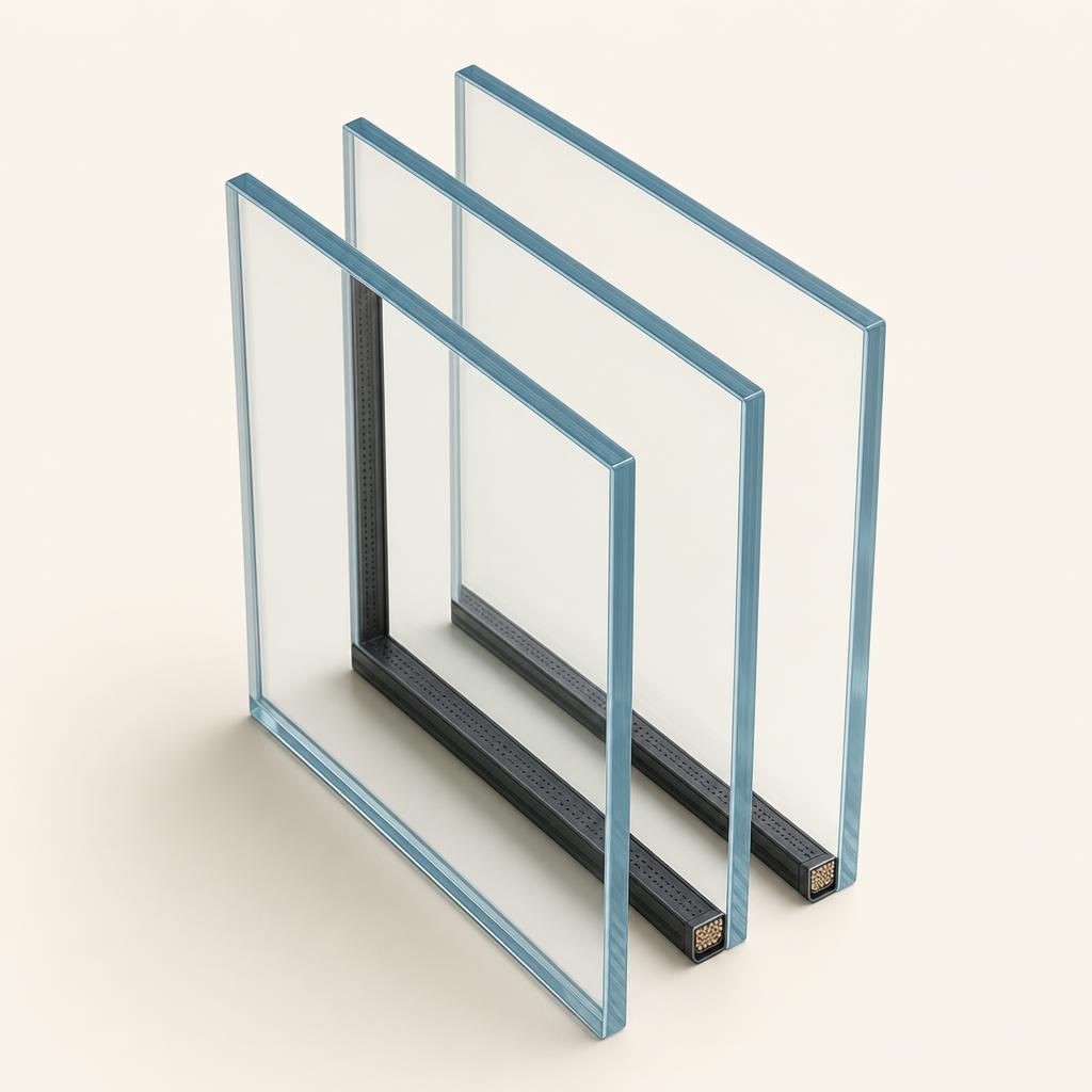 Triple Glazing unit shown as a 3D isometric illustration