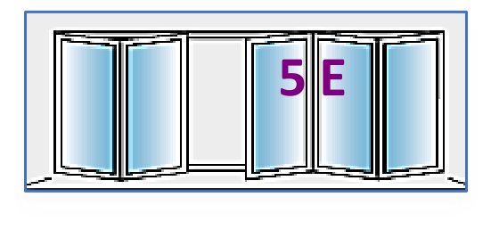 Five Panel configuration 5E, reproduced from the JMD Windows bi-fold configuration sheet