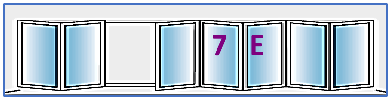 Seven Panel configuration 7E, reproduced from the JMD Windows bi-fold configuration sheet