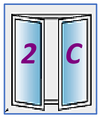 French Door configuration 2C, reproduced from the JMD Windows bi-fold configuration sheet